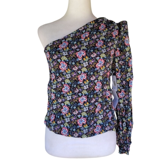 Nordstrom Frame All Over Floral One Shoulder Blouse Multicolor Size XS NWT - Picture 4 of 12
